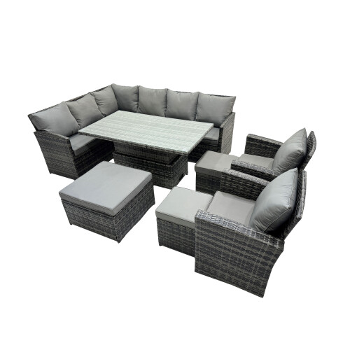 Fimous Fimous 11 Seat Outdoor Height Adjustable Rising Lifting Table Corner Sofa Set 1