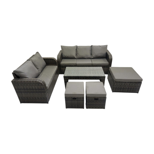 Fimous Fimous 3 Seater Sofa Love Sofa Coffee Table with 3 Footstools