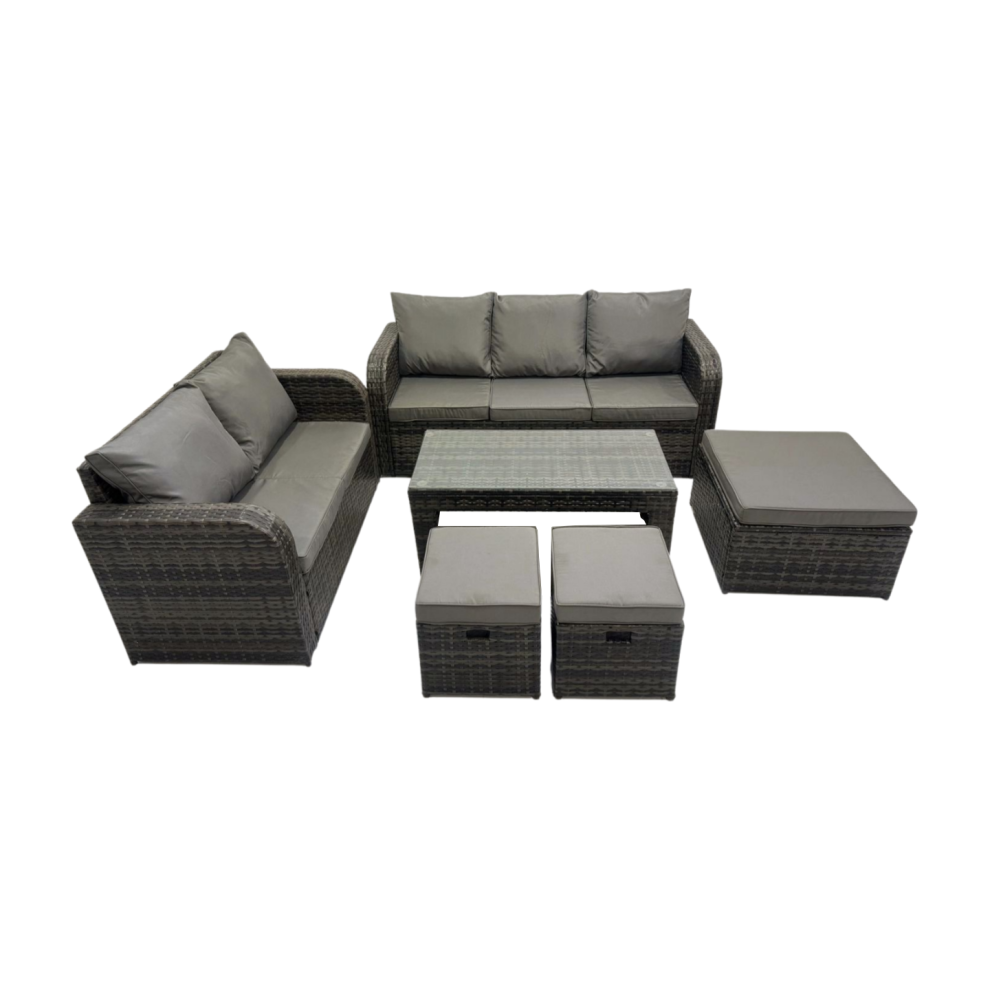 Fimous 3 Seater Sofa Love Sofa Coffee Table With 3 Footstools