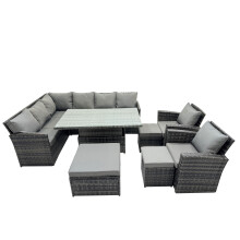 Fimous 11 Seat Outdoor Height Adjustable Rising Lifting Table Corner Sofa Set