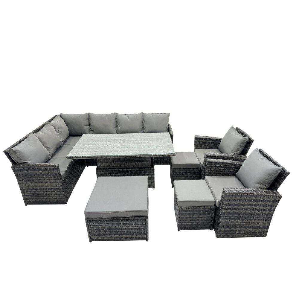 Fimous 11 Seat Outdoor Height Adjustable Rising Lifting Table Corner Sofa Set