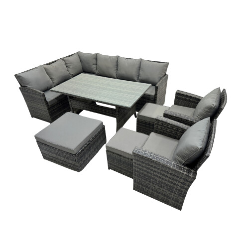 Fimous Fimous 11 Seat  Dining Table Corner Sofa Set with 3 Stool 2 Chairs 1