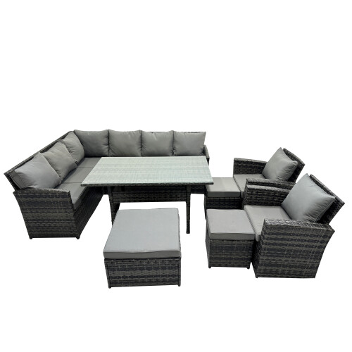 Fimous Fimous 11 Seat  Dining Table Corner Sofa Set with 3 Stool 2 Chairs