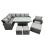 Fimous Fimous Poly Rattan Outdoor Patio Corner Sofa Set with 3 Stools 1