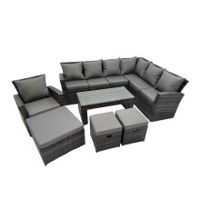 Fimous 7 Pieces Outdoor Garden Sofa Oblong Coffee Table Set
