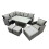 Fimous Fimous Poly Rattan Outdoor Patio Corner Sofa Set with 3 Stools 2