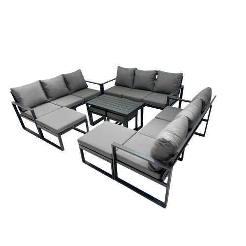 Fimous Fimous Aluminium Lounge 3 Seat Sofa Coffee Table Sets with 4 Stools 1