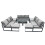 Fimous Fimous Aluminium Lounge 3 Seat Sofa Coffee Table Sets with 4 Stools 1