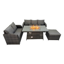 Fimous Garden Outdoor Rattan Furniture Set with Big Footstool