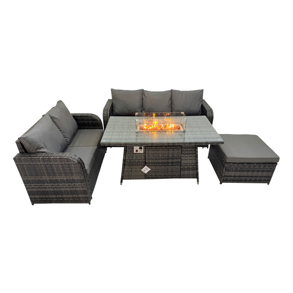 Fimous Garden Outdoor Rattan Furniture Set With Big Footstool