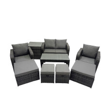 Fimous Garden Outdoor Furniture Set with Side Tables 4 Stool Dark Grey Mixed
