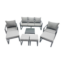 Fimous Aluminium Lounge Sofa Coffee Table Sets with 4 Stools Dark Grey