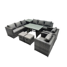 Fimous Garden Rattan Furniture Set 10 Seater with 2 Small Stool Side Table