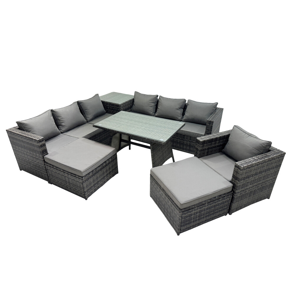 Fimous Garden Rattan Furniture Set 9 Seater with Side Table 2 Big Stool-image-OPC-PHRGXFD-NEW