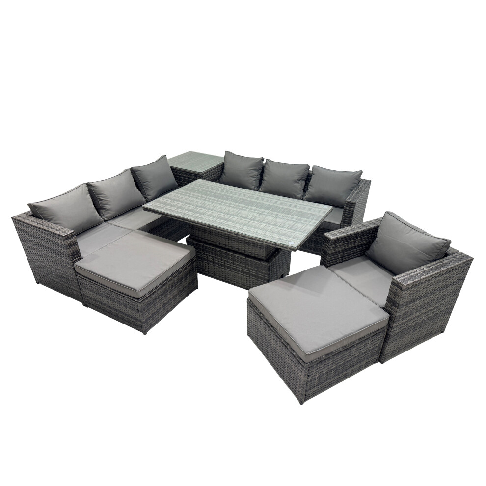 Fimous 9 Seater Outdoor Garden Rattan Furniture Set with Side Table 2 Stool-image-OPC-PHRGXFJ-NEW