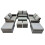 Fimous Fimous Lounge Double Seat Sofa Coffee Table Set with 4 Stool 1