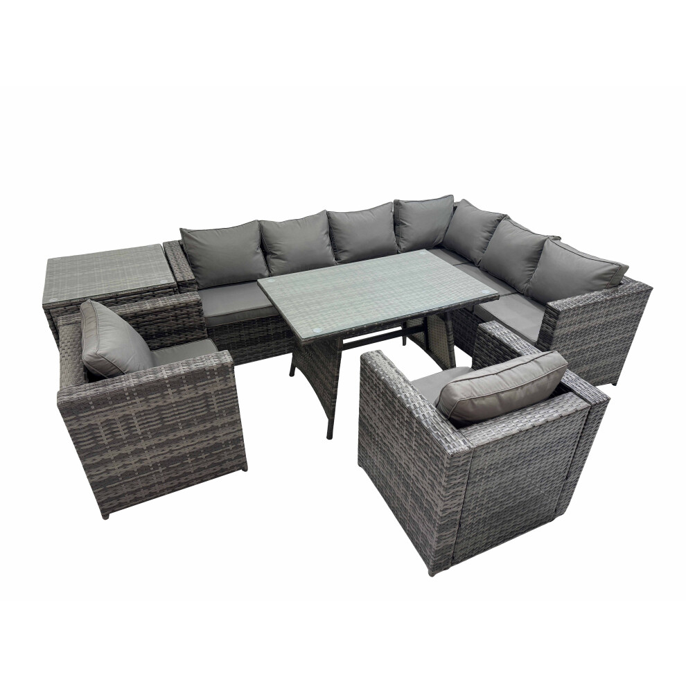 B&Q - Rattan Garden Furniture Patio Furniture Sets With Dining Table 2 Chair Side Table Dark Grey Mixed - Image 2