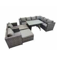 Fimous Rattan garden furniture Patio Furniture Sets with Dining Table 2 Stool