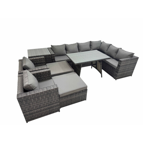 Fimous Fimous Patio Furniture Sets with Dining Table 2 Stools Side Table