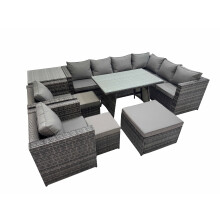 Fimous Patio Furniture Sets with Dining Table 3 Stools 2 Chair Side Table