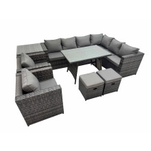 Fimous Patio Furniture Sets with Dining Table 2 Small Stools Chair Side Table