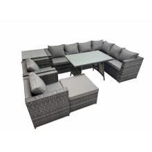 Fimous Patio Furniture Sets with Dining Table Big Stool Side Table