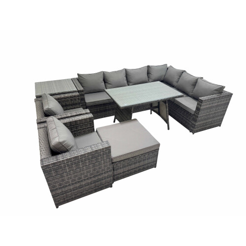 Fimous Fimous Patio Furniture Sets with Dining Table Big Stool Side Table