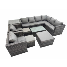 Fimous Rattan Garden Furniture Set with 2 Chairs 3 Stools Side Table