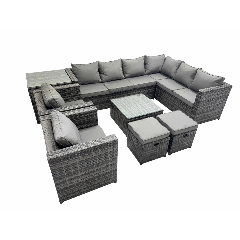 Fimous Garden Furniture Sofa Set with2 Small Stools 2 Chair Side Table