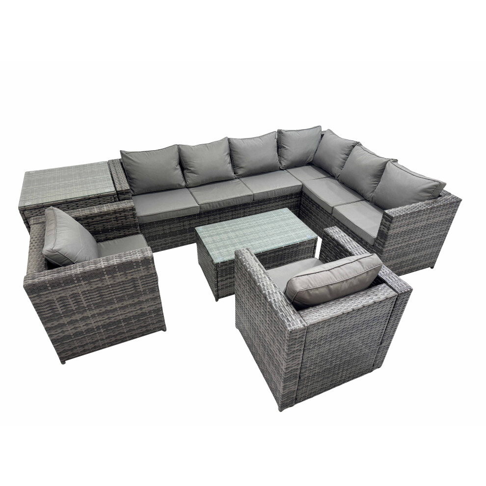 Fimous Unisex Dark Grey Rattan Garden Furniture Set With Chairs Side Table Mixed Size 2 - Image 2