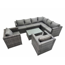 Fimous Rattan Garden Furniture Set with 2 Chairs Dark Grey Mixed