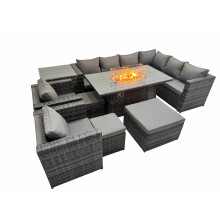 Fimous Garden Rattan Furniture Set 11 Seater with 3 Stools Side Table