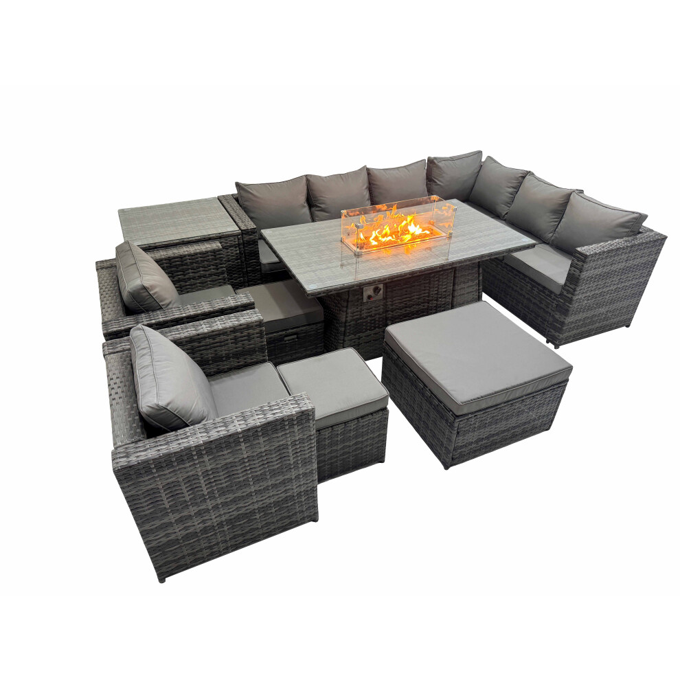Fimous Garden Rattan Furniture Set 11 Seater With 3 Stools Side Table