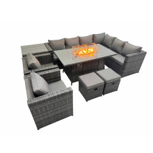 Fimous Garden Rattan Furniture Set 10 Seater with 2 Small Stools Side Table