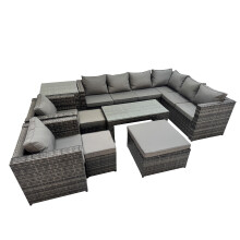 Fimous Garden Furniture Set with 2 Chairs 3 Stools Side Table Dark Grey Mixed