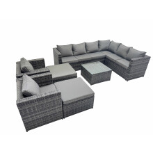 Fimous Outdoor PE Rattan Garden Furniture Sofa Set with 2 Big Stools