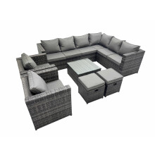 Fimous Garden Furniture Sofa Set with2 Small Stools 2 Chair Dark Grey