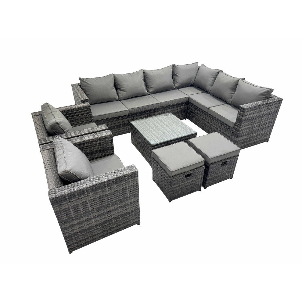 Fimous Garden Furniture Sofa Set with2 Small Stools 2 Chair Dark Grey