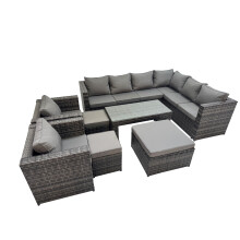 Fimous Garden Furniture Set with 2 Chairs 2 Small Stools Dark Grey Mixed