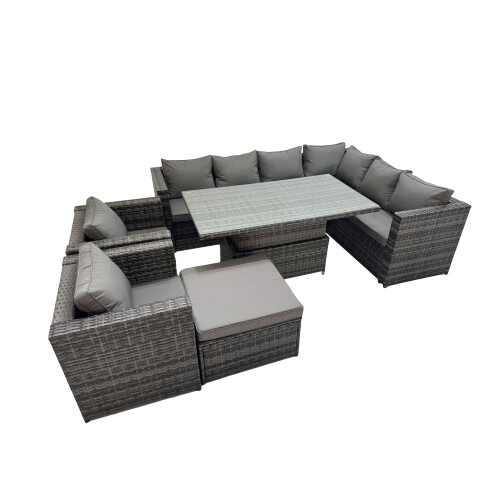 Fimous Fimous 9 Seater Rattan Corner Sofa Sets with 2 Chairs Big Stool