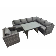 Fimous Patio Furniture Sets with Dining Table Chair Dark Grey Mixed