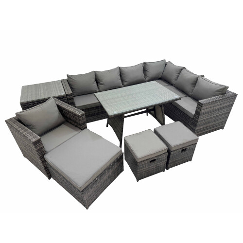 Fimous Fimous Patio Furniture Sets with Dining Table Side Table 3 Stools