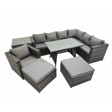 Fimous Patio Furniture Sets with Dining Table Chair 2 Big Stools Side Table