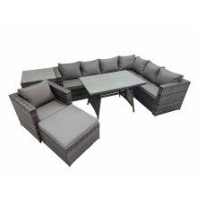 Fimous Patio Furniture Sets with Dining Table Chair Big Stool Side Table