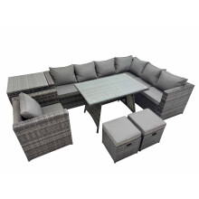 Fimous Patio Furniture Sets with Dining Table Side Table 2 Small Stools