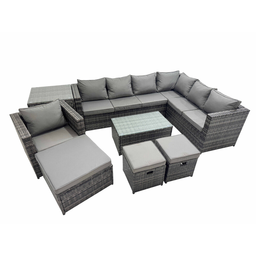 Fimous Rattan Garden Furniture Set with 3 Stools Chair Side Table