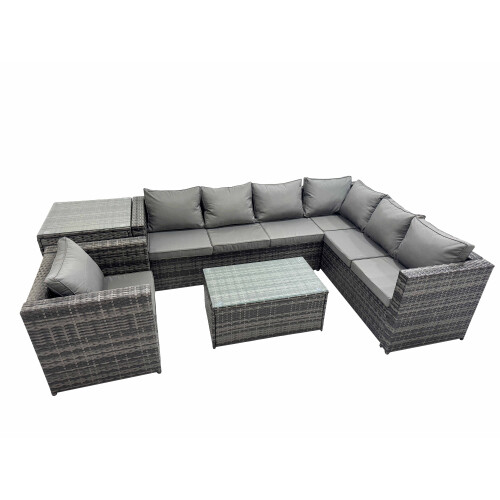 Fimous Fimous Outdoor Sofa Oblong Coffee Table Set with Chair Side Table