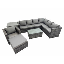 Fimous Rattan Garden Furniture Set with Big Stool Chair Side Table