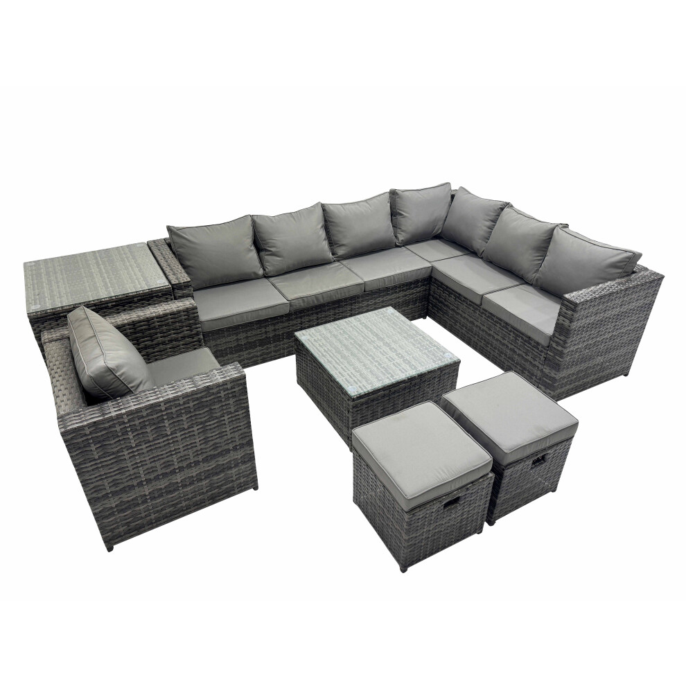 Fimous Garden Furniture Sofa Set withChair Side Table 2 Small Stools