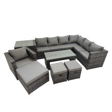 Fimous Garden Furniture Set with Chair 3 Stool Side Table Dark Grey Mixed